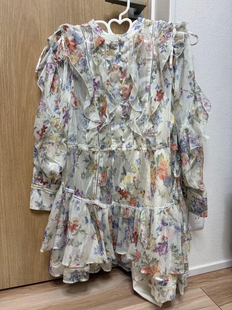 snidel プリントフリルシフォンミニワンピース 4月下旬入荷予定 プリントフリルシフォンミニワンピース