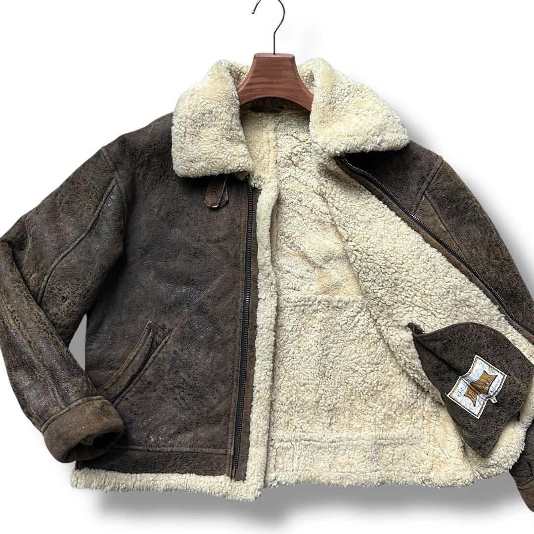 フライトジャケット B-3 リアルムートン ボア シープスキン ダメージ