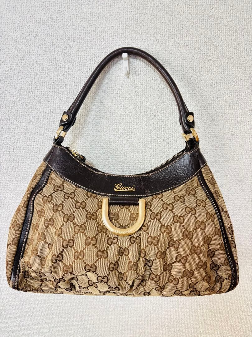 Gucci ロゴ ハンドバッグ ベージュ/ブラウン 中古・古着通販】GUCCI (グッチ) ハンドバッグ ベージュ×ブラウン
