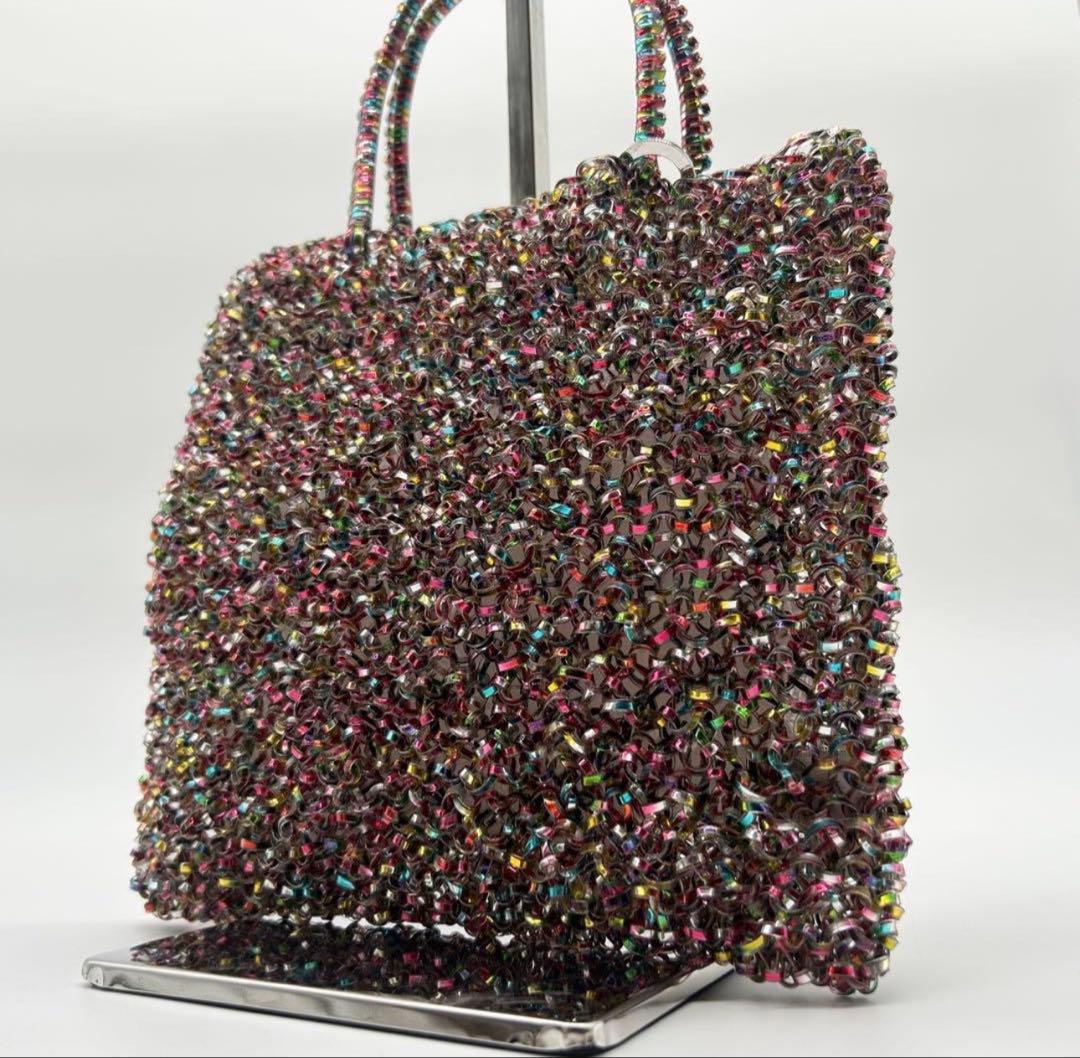 美品】アンテプリマ 横30㎝ 縦24㎝ ワイヤーバッグ マルチカラー