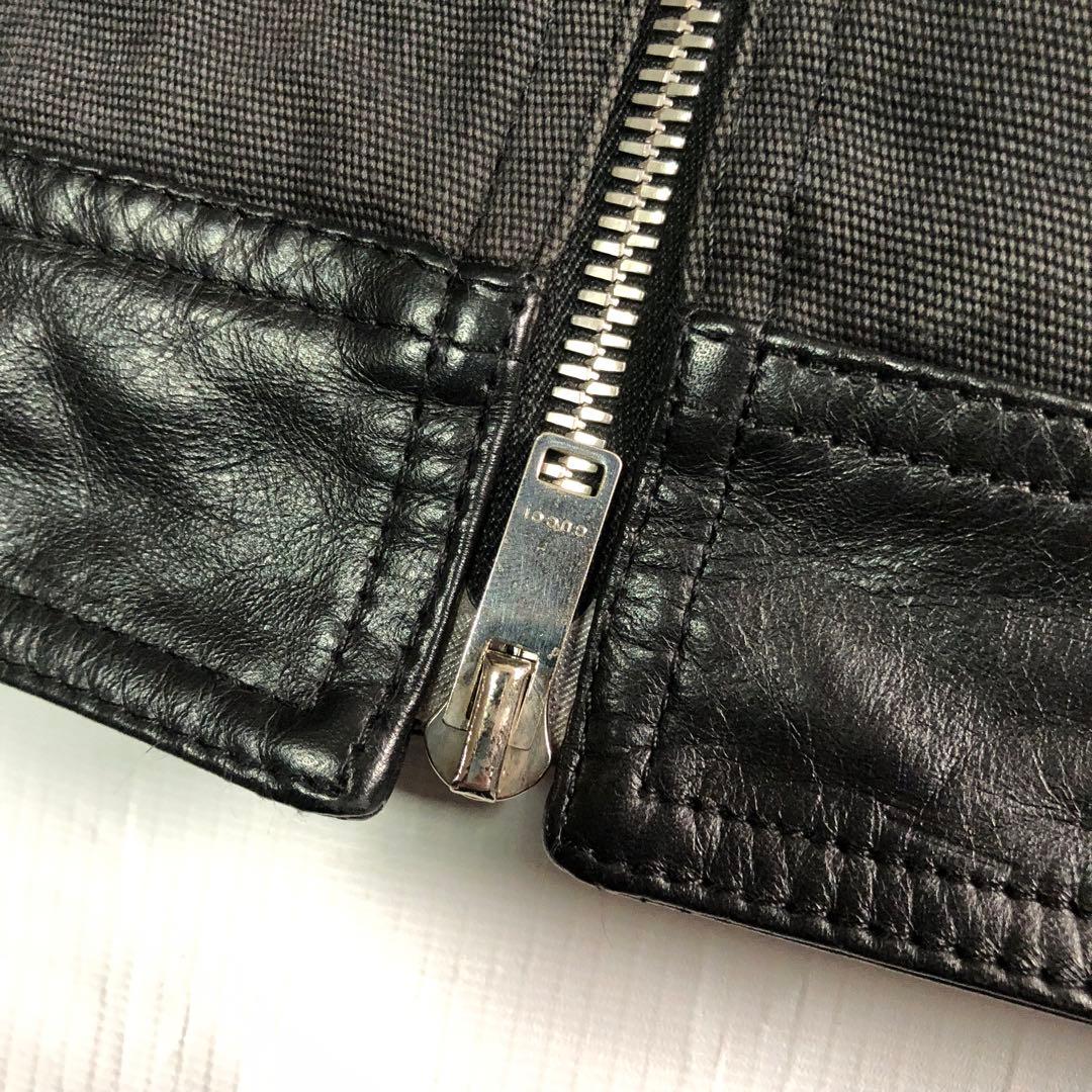 08AW GUCCI グッチ レザー切り替え ジップ ジャケット ブラック - メルカリ