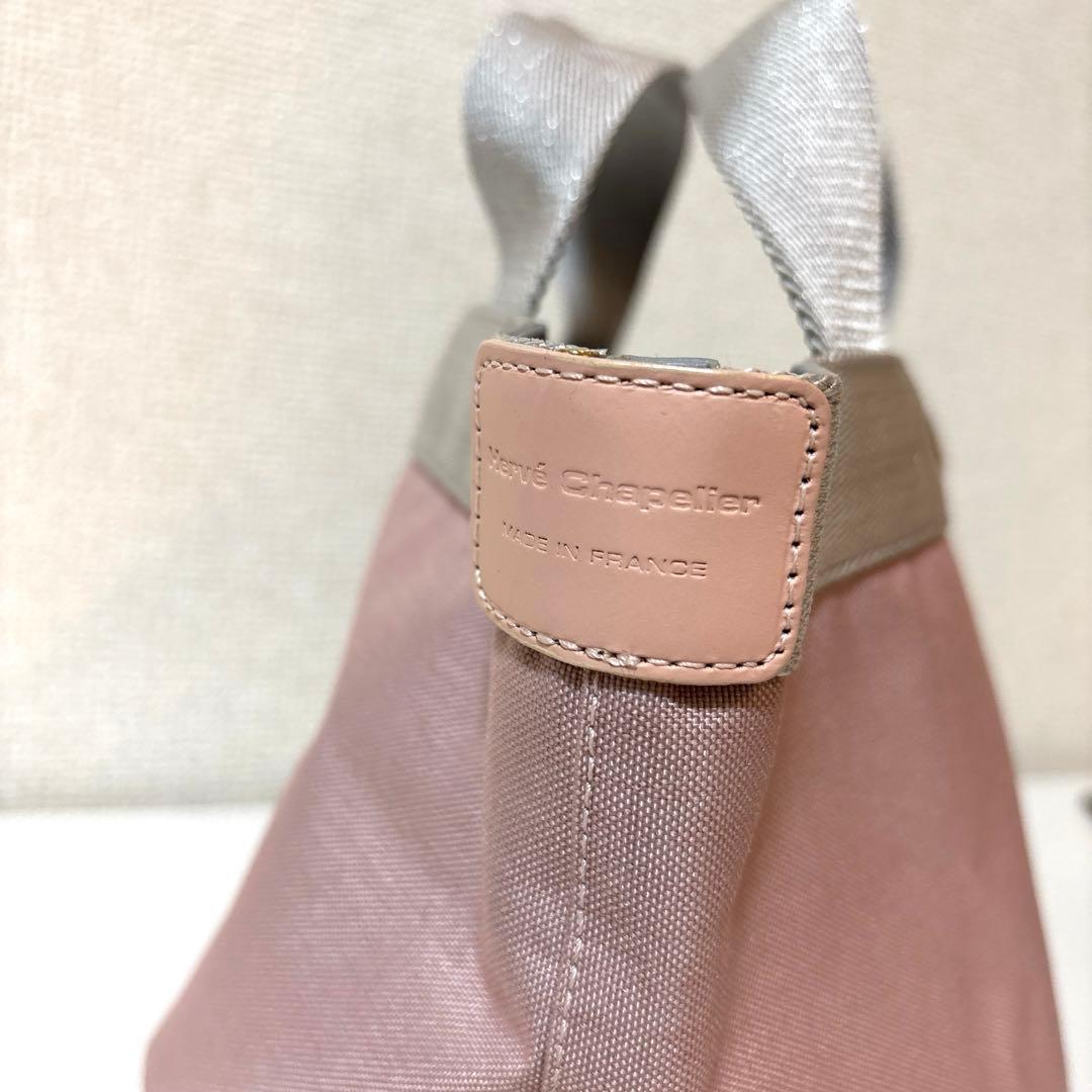 Herve Chapelier 701 ミニトートバッグ ピンク シルバー - メルカリ