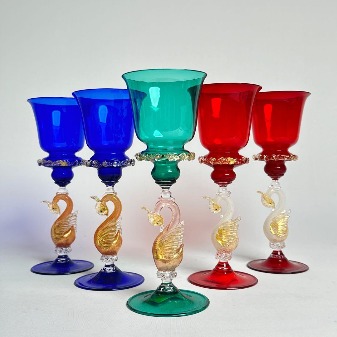 超希少】Elite Mrano ヴェネチアンガラス ムラーノガラス 金彩 白鳥