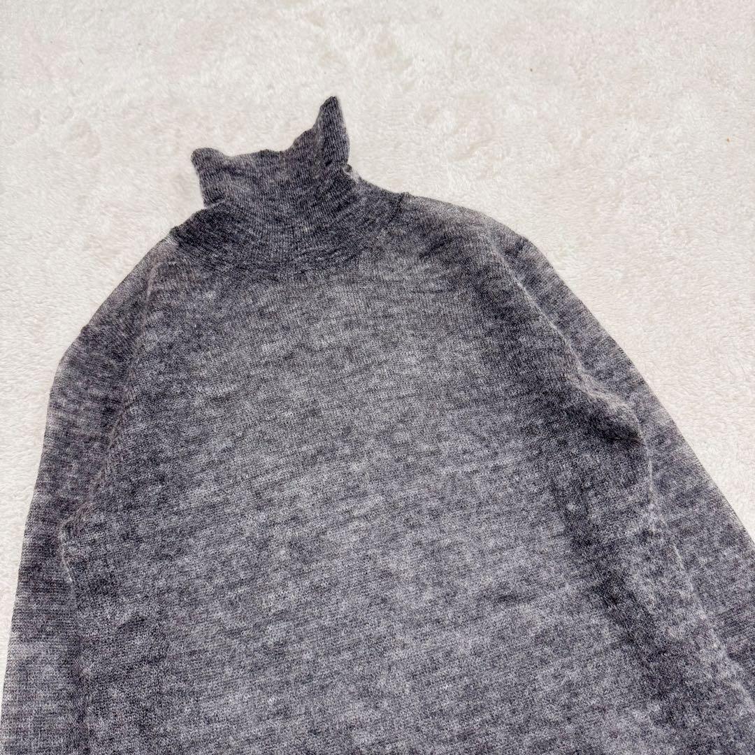 美品 オーラリー キッド モヘア シアー ニット タートルネック グレー
