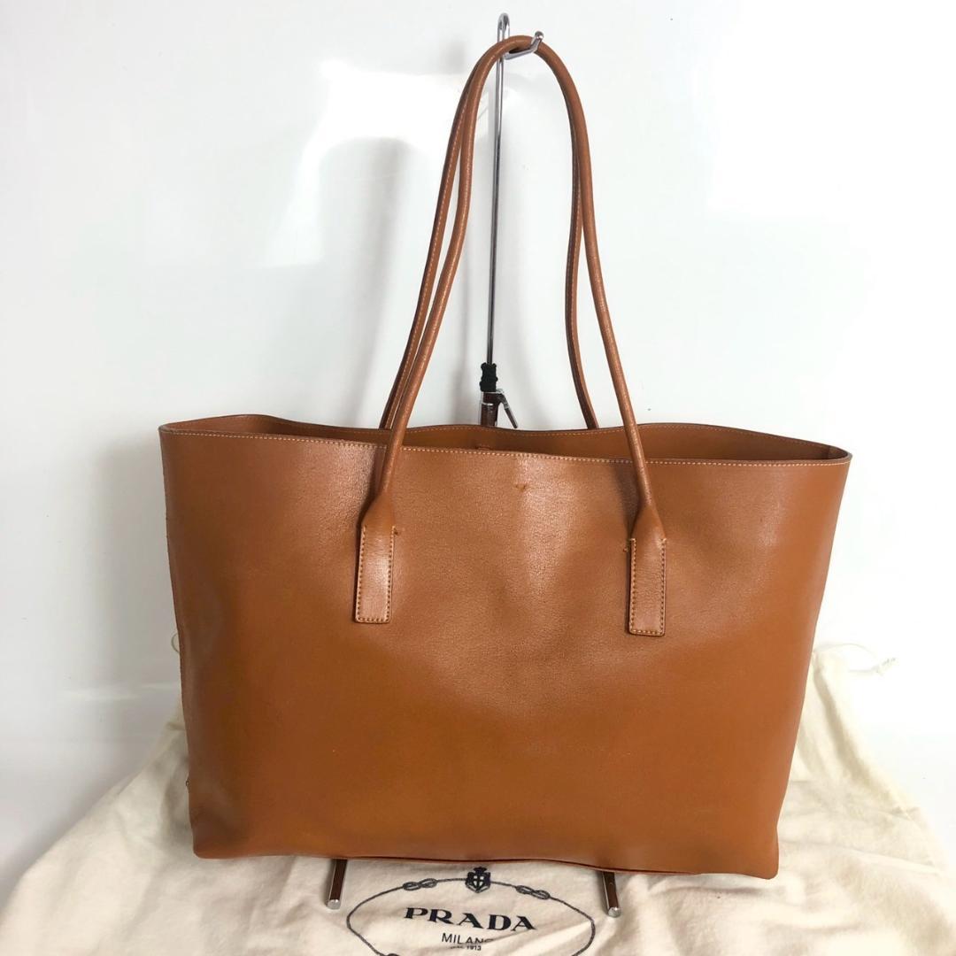 PRADA プラダ レザー トートバッグ ブラウン レディース ブラ