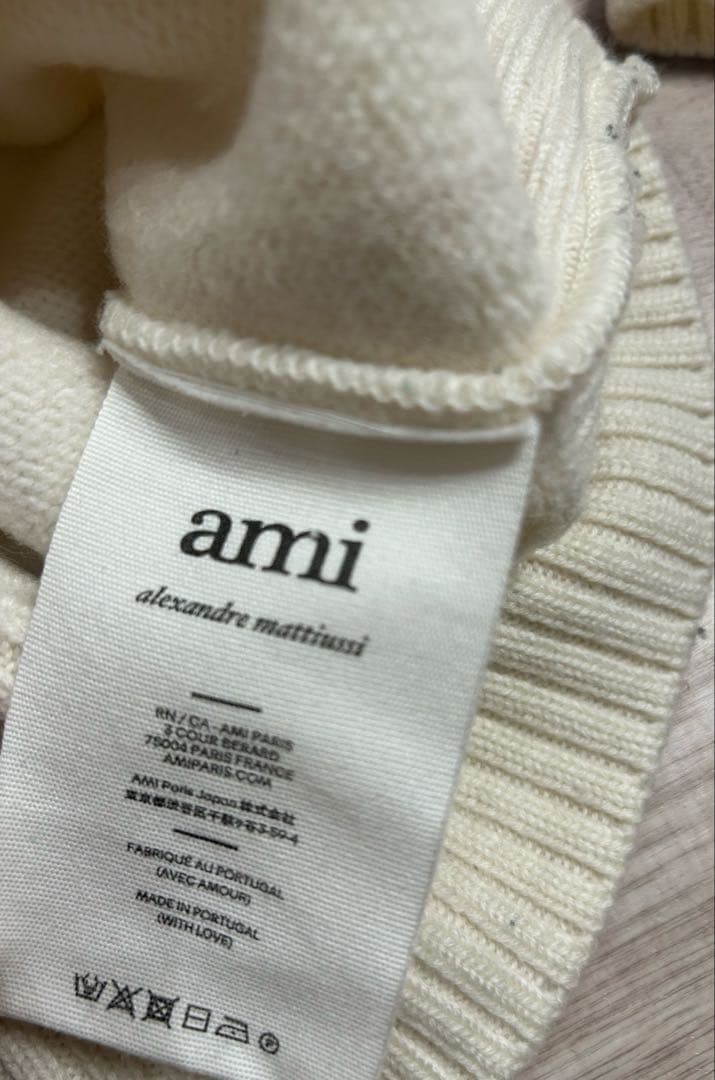 芸能人着用】AMI PARIS アミパリス ロゴニット セーター ホワイト M