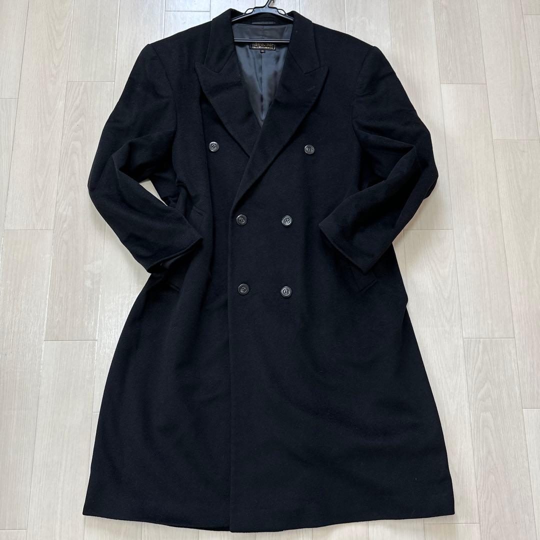 希少WIND ARMOR ダブルチェスターコート カシミア マキシ丈 黒 4L