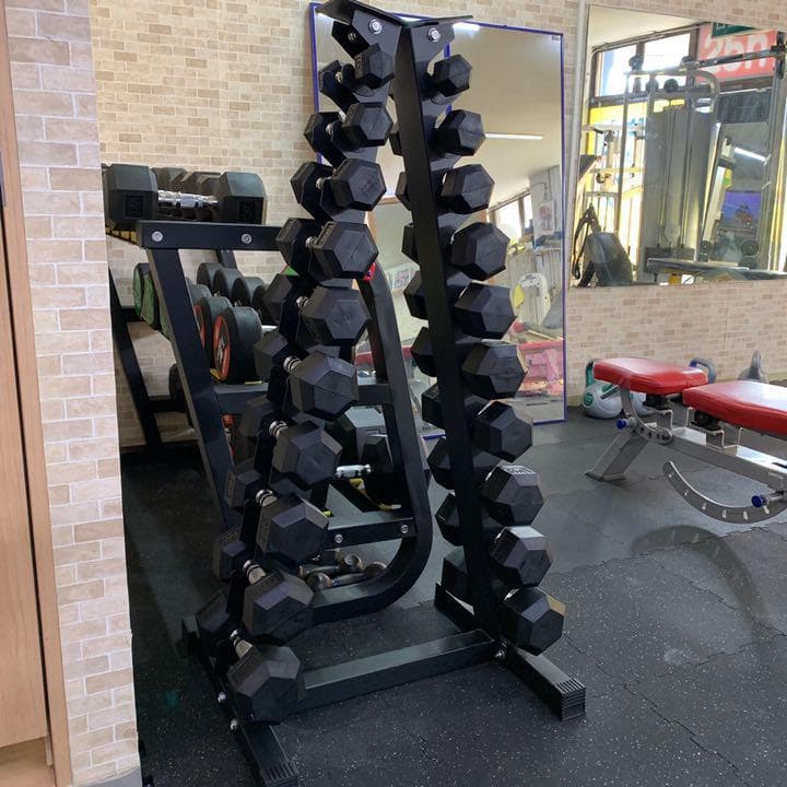 ダンベルスタンド& ヘックスラバーダンベル 1kgから10kg