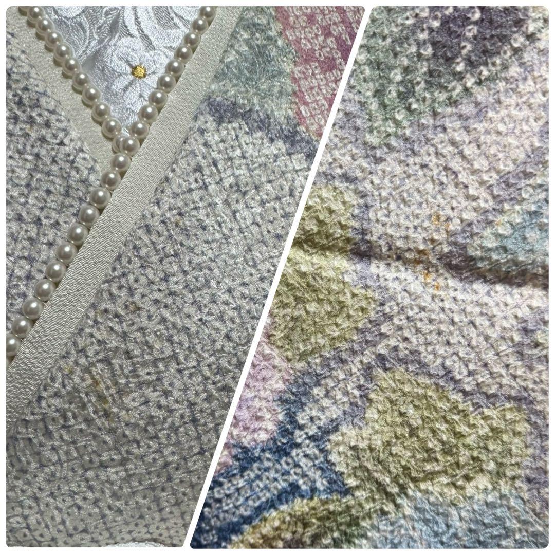美品 総絞り 本絞り 蝶 灰紫 藤の花 淡色 逸品 フルセット 振袖 振り袖