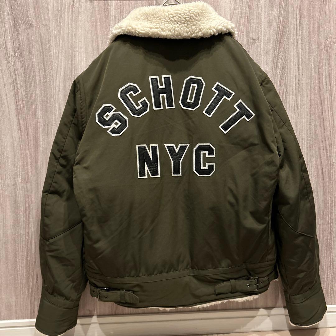 美品】SCHOTT フライトボアジャケット レザーロゴジャケット 古着 M