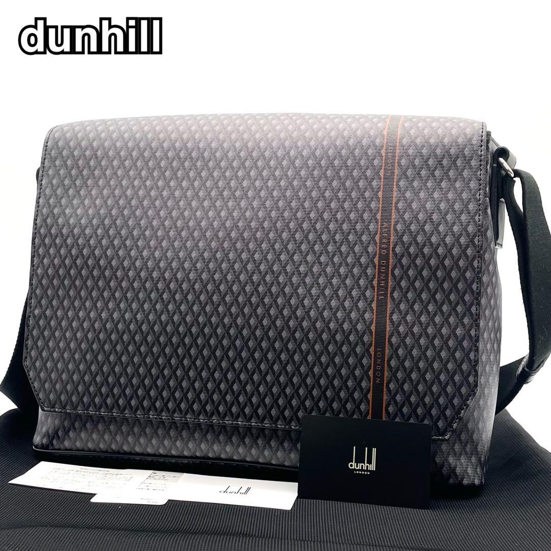 【未使用級】ダンヒル エンジンターン メッセンジャーバッグ PVC レザー 黒 未使用級】ダンヒル エンジンターン メッセンジャーバッグ PVC レザー