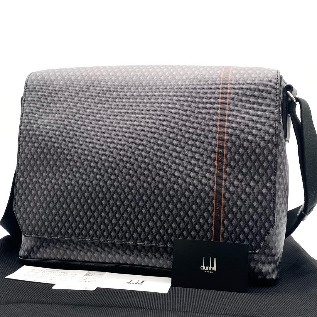 未使用級】ダンヒル エンジンターン メッセンジャーバッグ PVC レザー