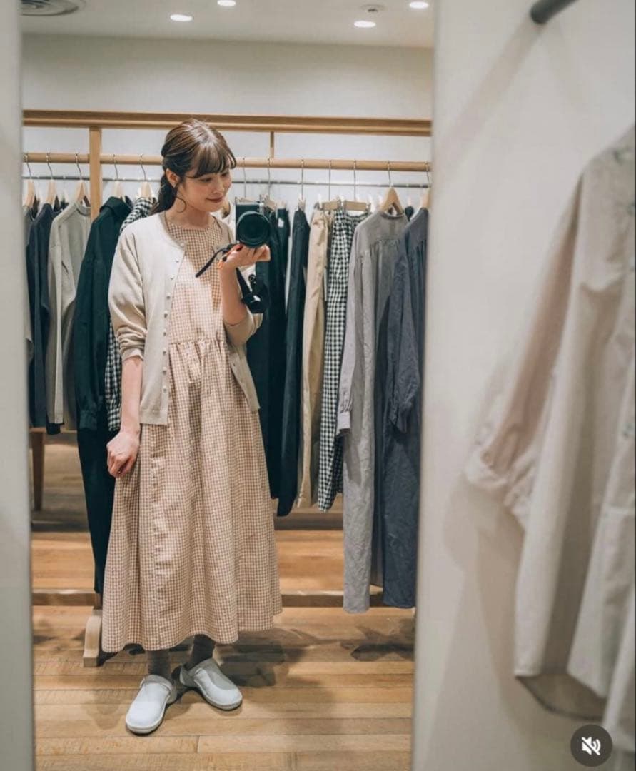 オオカミとフクロウ ゆべしコラボ ギンガムチェック 半袖ロング