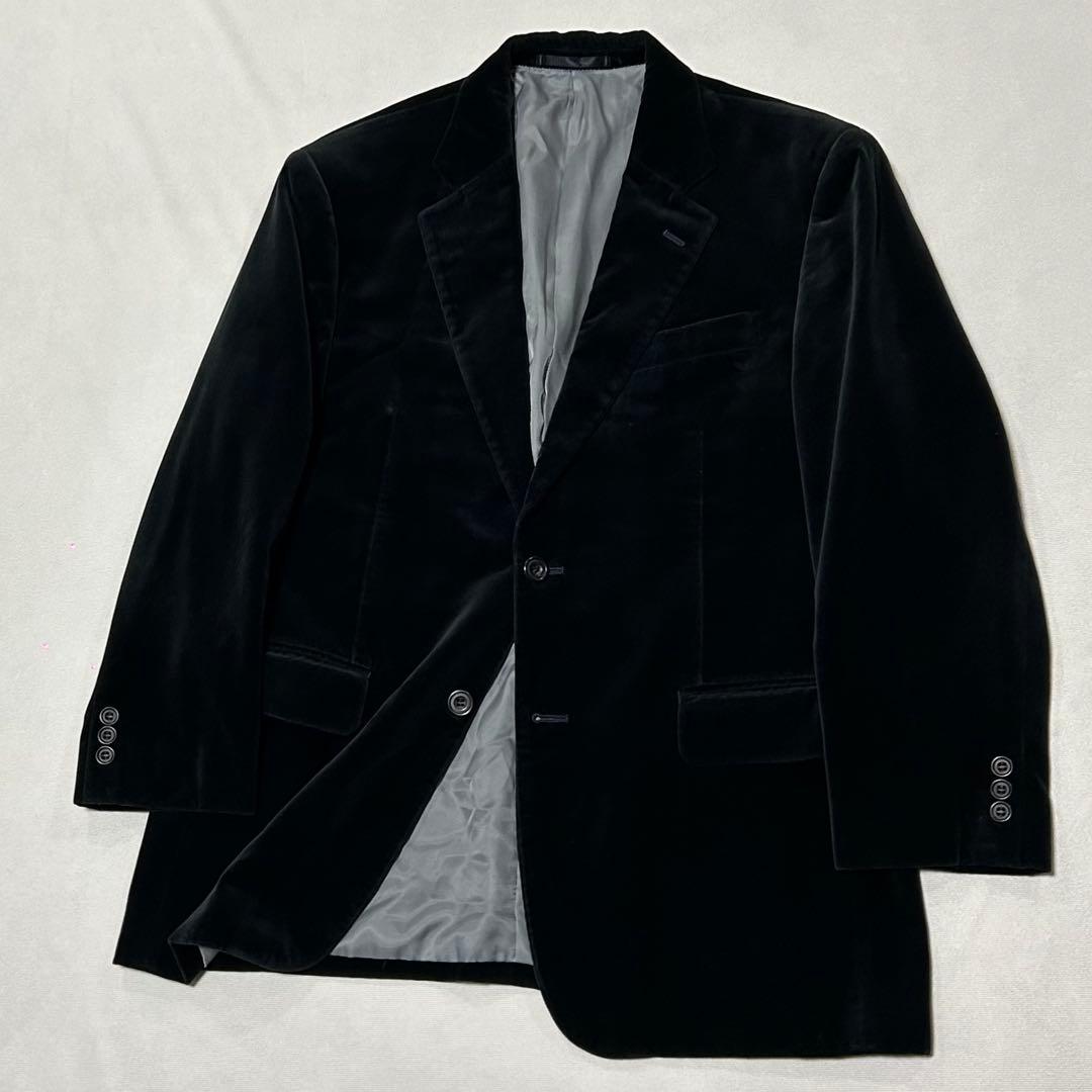 90s レーヨン ベロア テーラードジャケット ブラック お兄系 モード