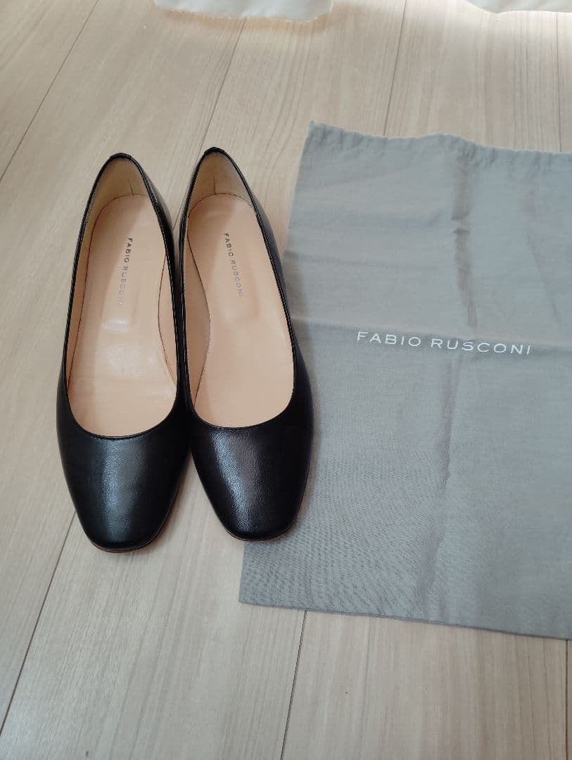 FABIO RUSCONI スクエアトウ　ローヒールパンプス 23.5cm　黒