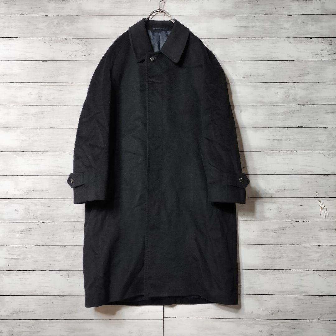 上質なカシミヤ100%】ヴィンテージ古着 ステンカラーコートロング 比翼