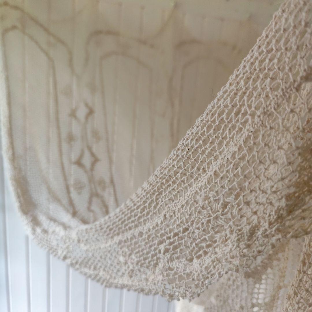 ハンドワークコットンフィレレース　生成り BLAZE 100cmカット コットンレース トーションレース 綿 幅広