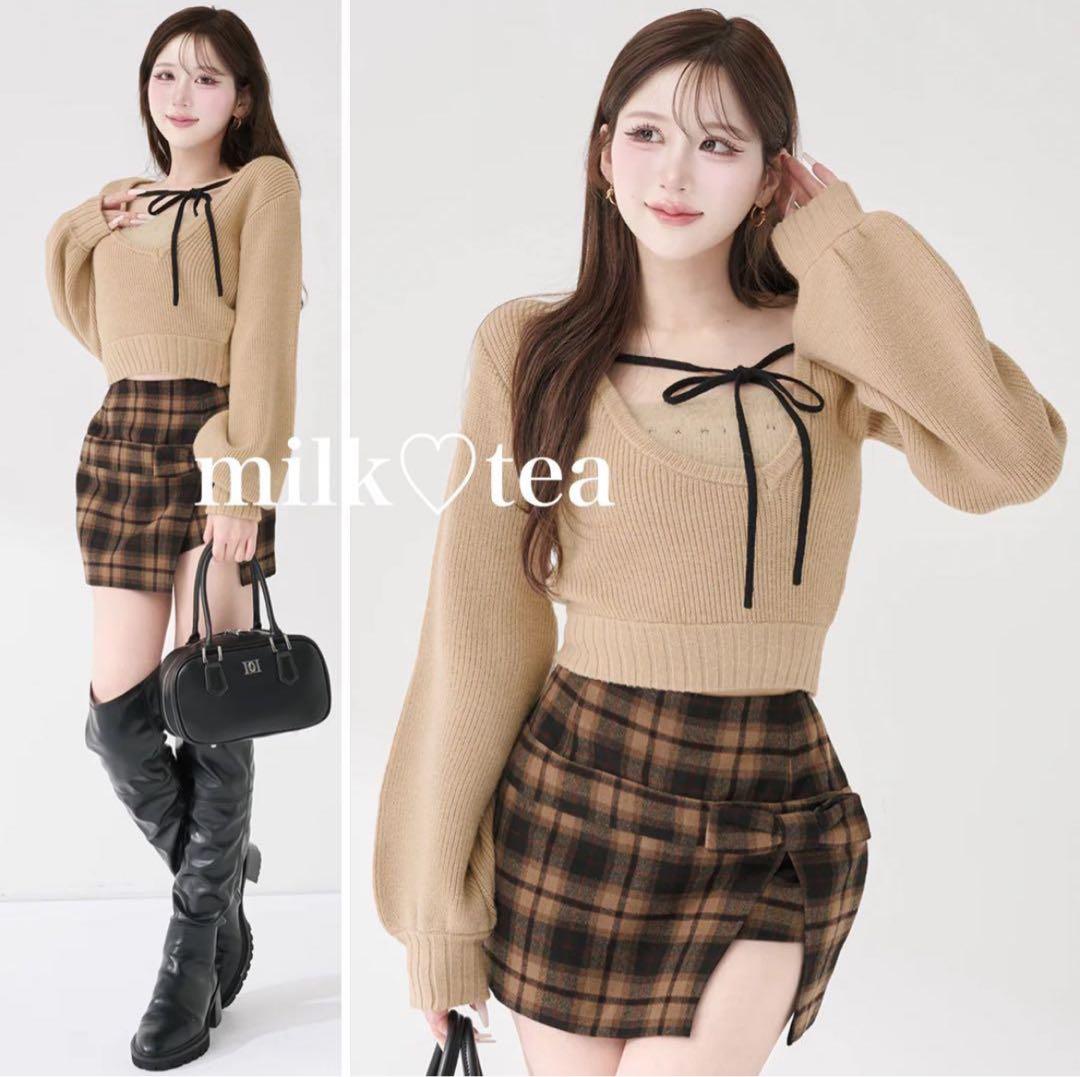 新品タグ付 ダーリッチ アシメレイヤードニットトップス ベージュ