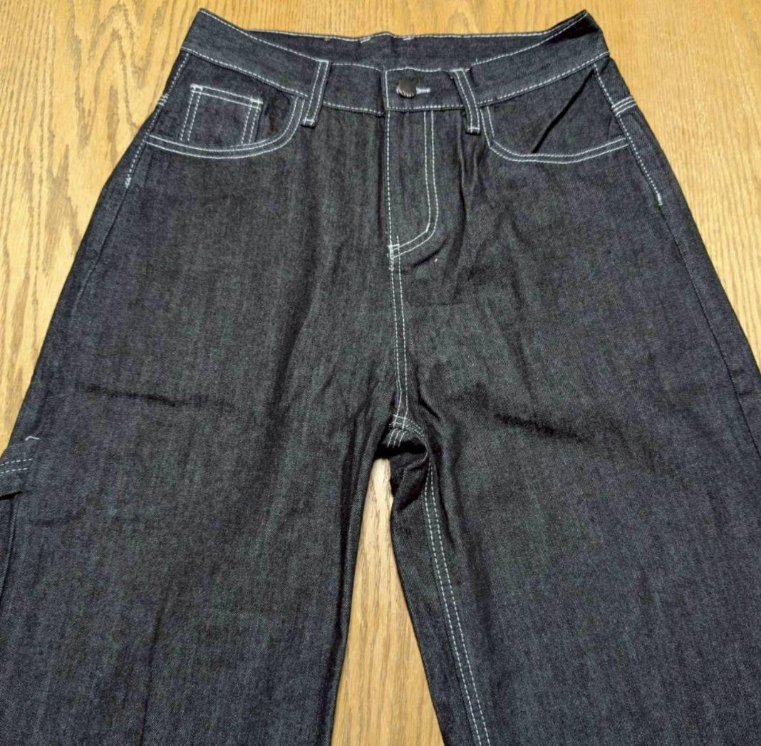 極太バギーデニムパンツ M バギーデニム 刺繍 ストリートメンズ