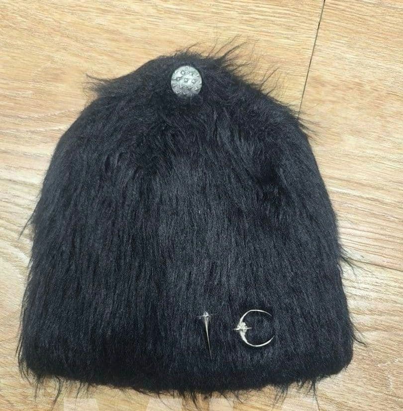 Thugclub mohair beanie 黒 ニット帽 ピンバッジ付き