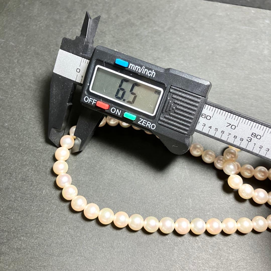 テリ強 2連✨ あこや真珠 ネックレス 6-6.5mm 63g 計103㎝ SV