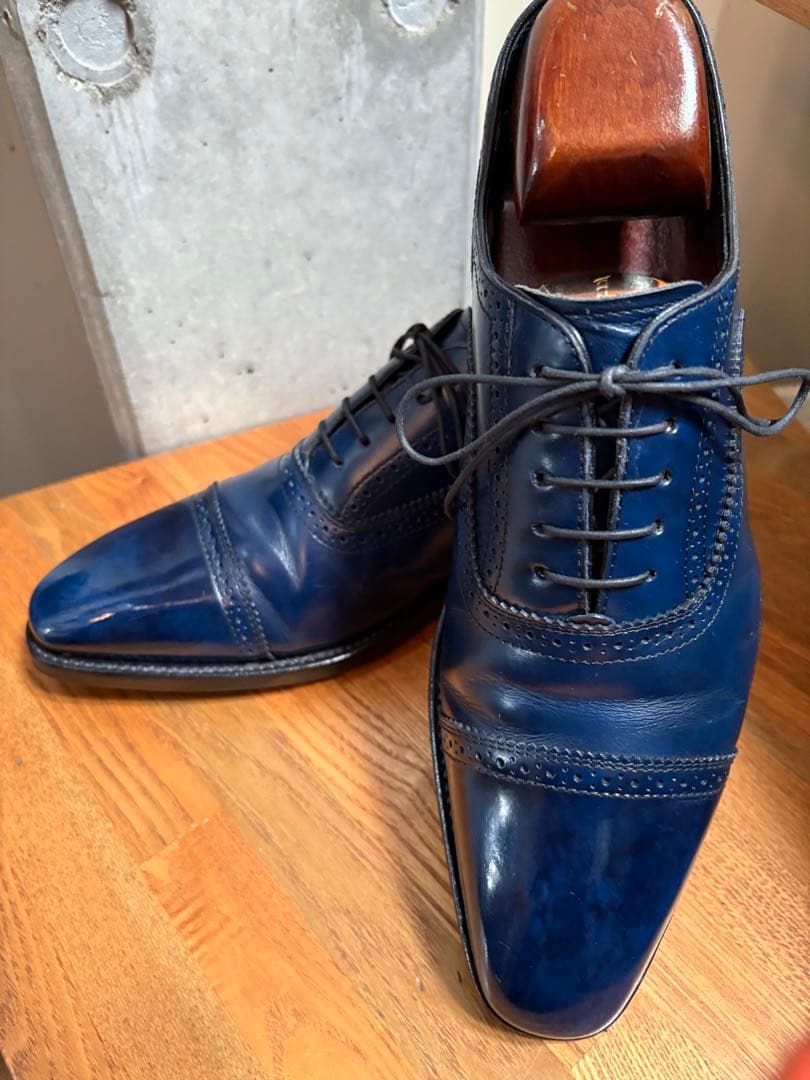 ネイビー ウィングチップ ドレスシューズ Affito】ウイングチップ 3カラーコンビ ダークネイビー/ネイビー