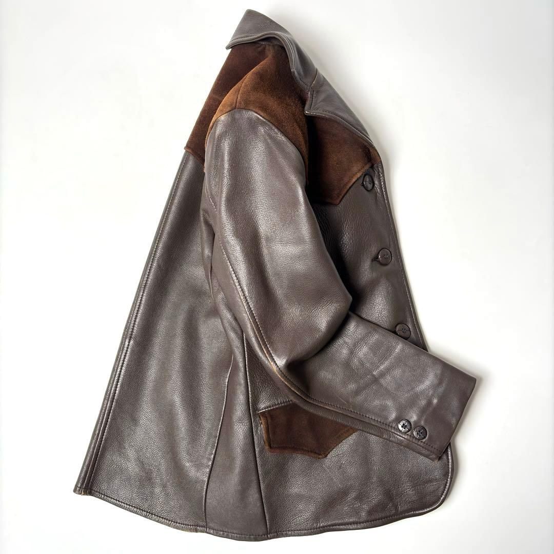 米国製】Deer Wear レザージャケット 茶 34 鹿革 ウエスタン