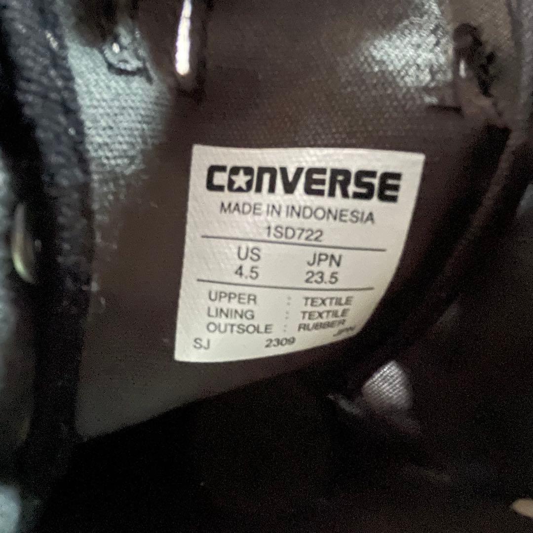 美品　CONVERSE ハイカット 厚底 黒 23.5cm オールブラック