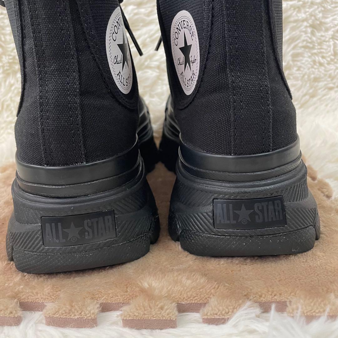 美品　CONVERSE ハイカット 厚底 黒 23.5cm オールブラック
