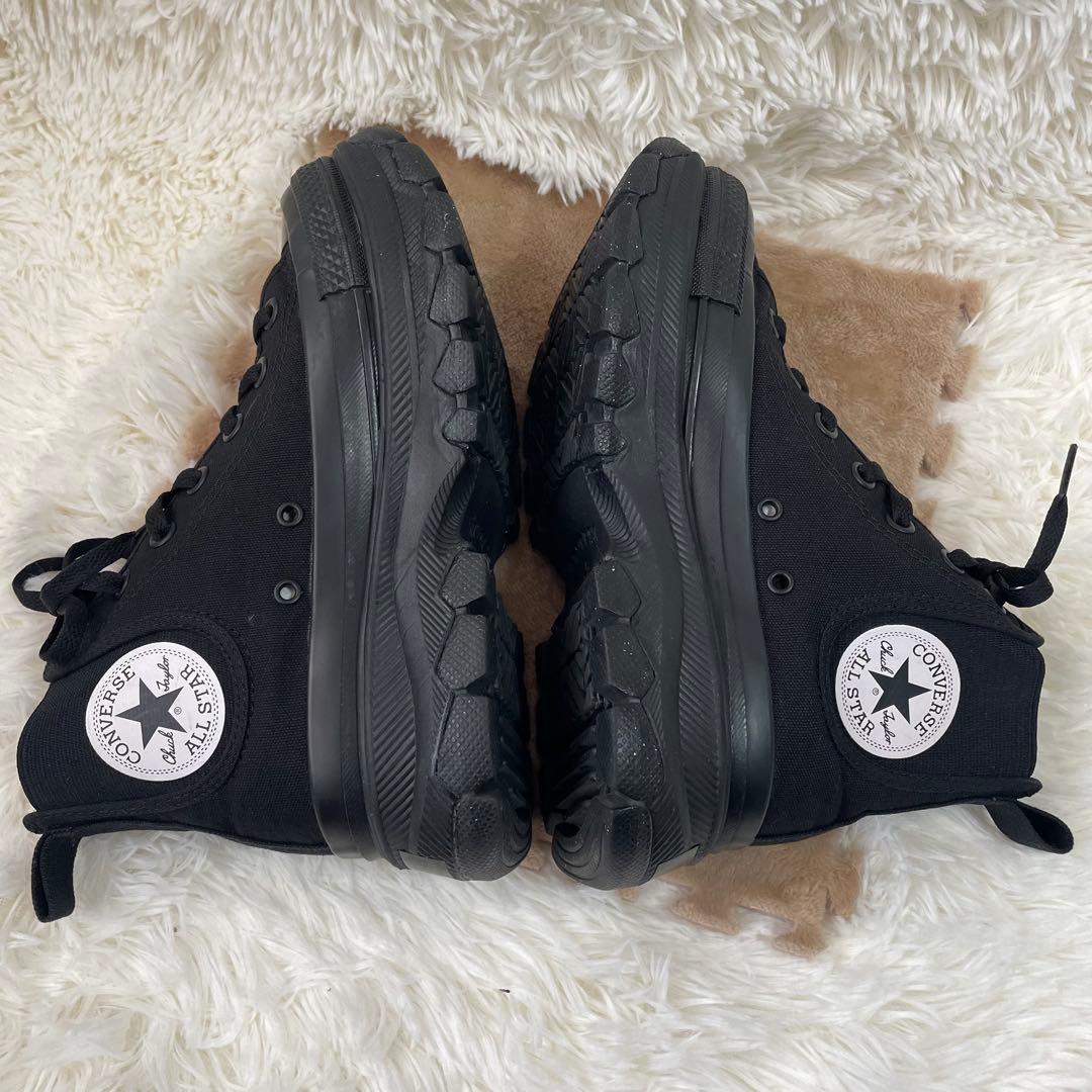 美品　CONVERSE ハイカット 厚底 黒 23.5cm オールブラック