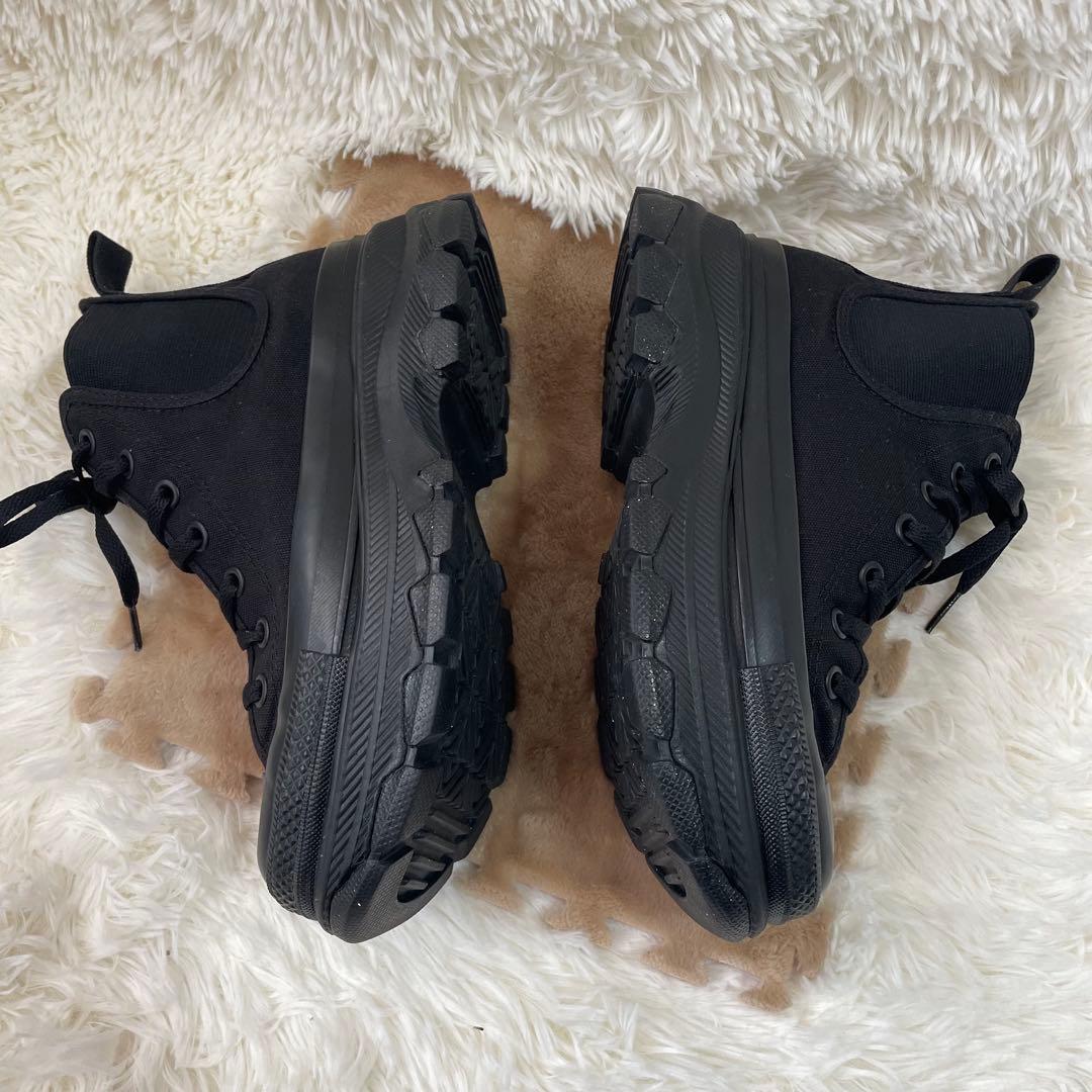 美品　CONVERSE ハイカット 厚底 黒 23.5cm オールブラック