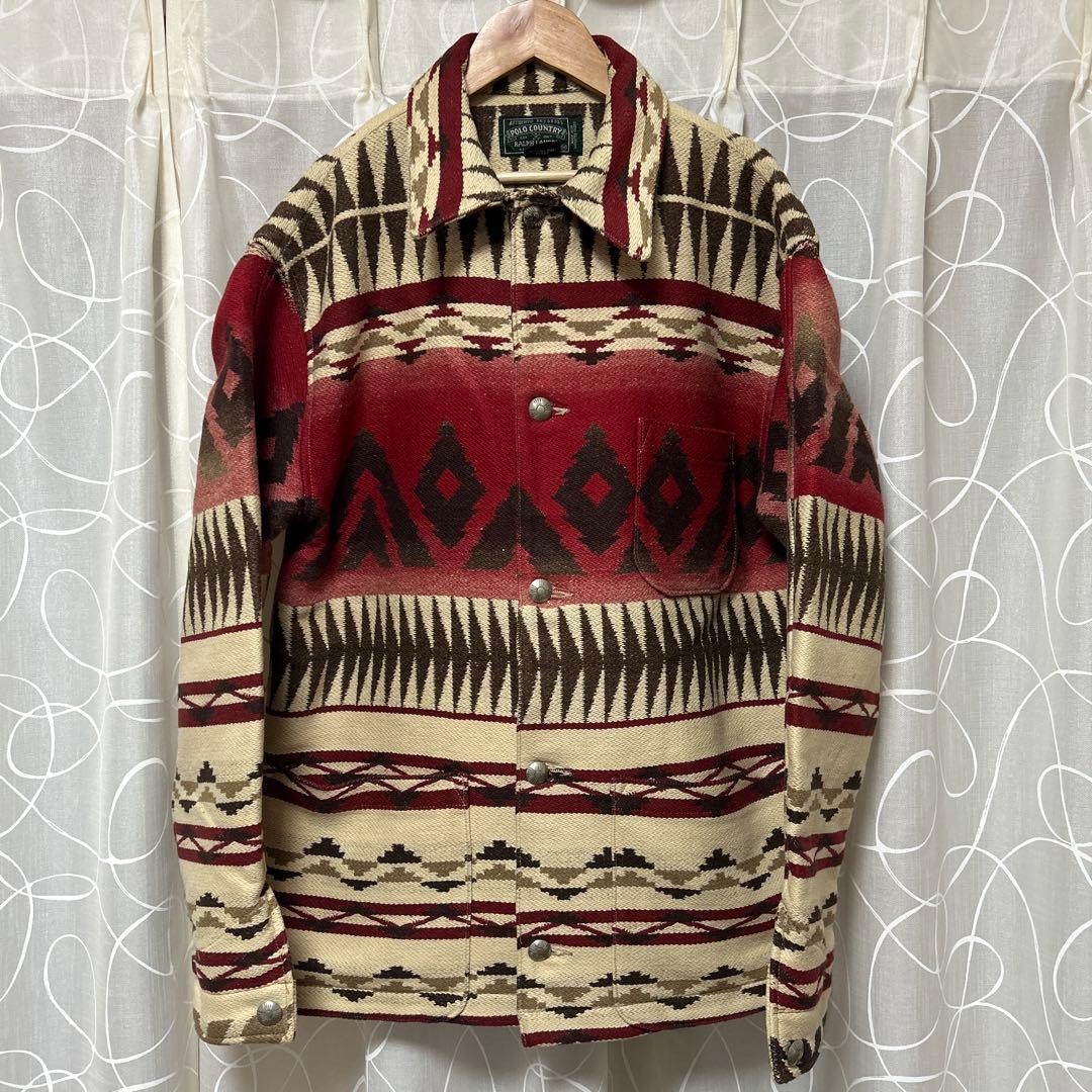 ポロカントリー　ラグジャケット　注リサイズ、リペア有り EXCELLENT USED) POLO COUNTRY ポロカントリー ネイティブラグ