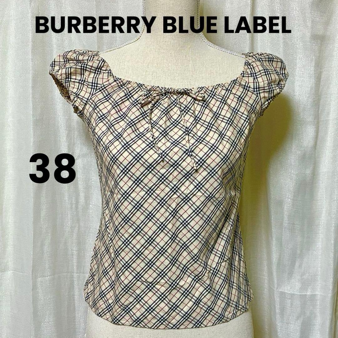 バーバリーブルーレーベル フレンチスリーブ ノバチェック リボン