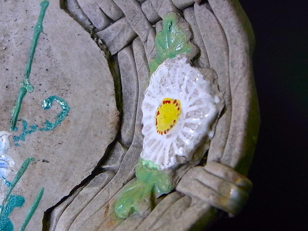 E918 】 素晴らしき超名品 明治期萬古焼上手作品 陽刻朝顔文飾り皿