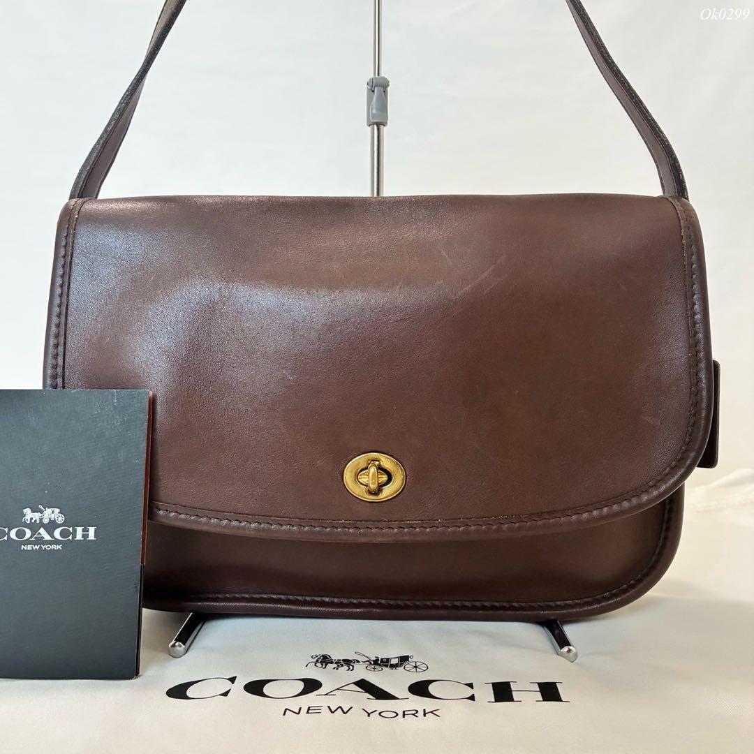 美品】オールドコーチ 9790 ターンロック ショルダーバッグ レザー 茶