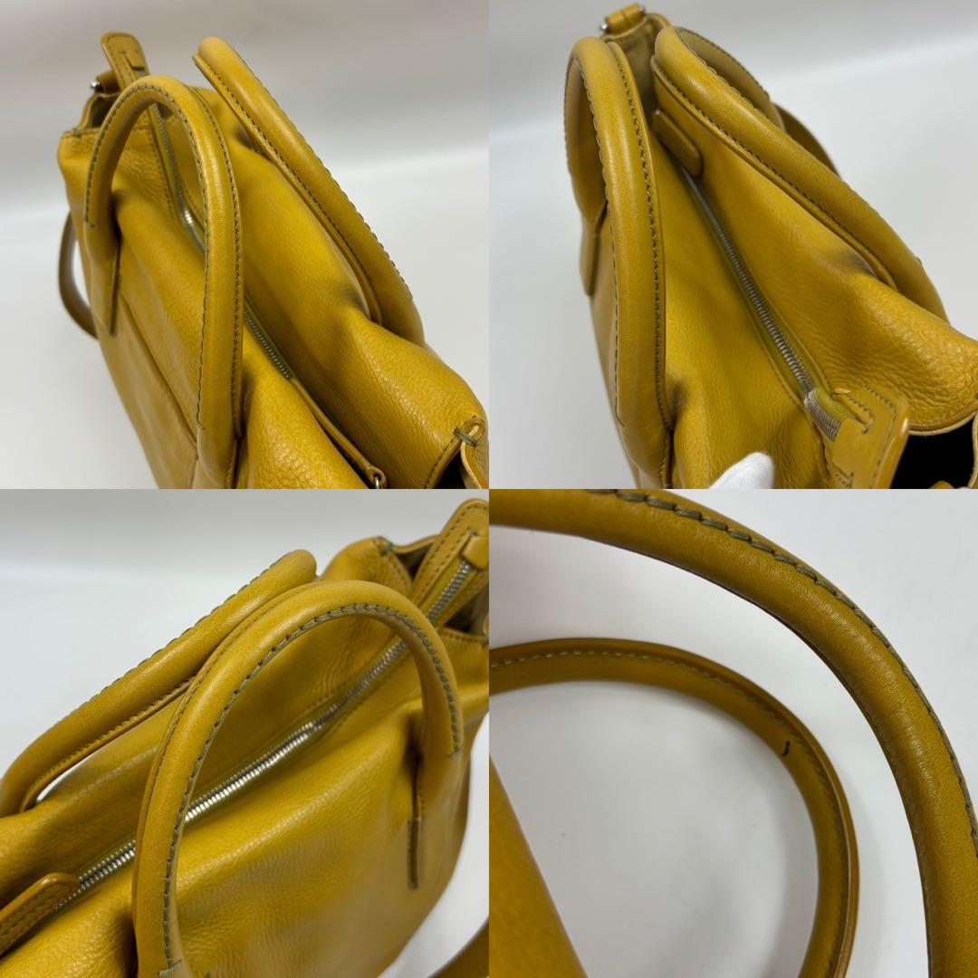 希少カラー ヒロフ デュオ2way ハンドバッグ ロゴ型押しA4収納可