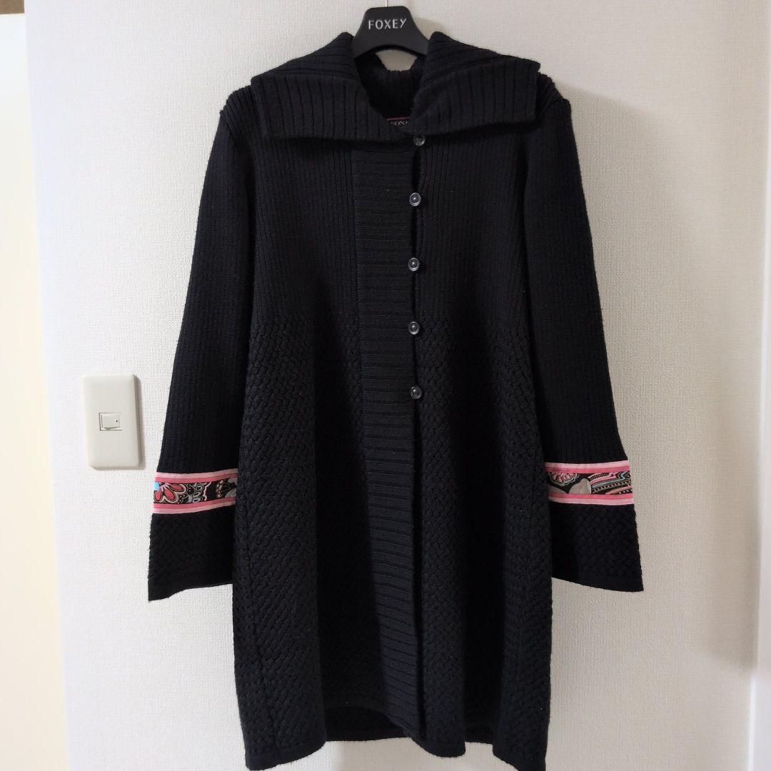 レオナール ニット カーディガン コート 黒 40 - メルカリ