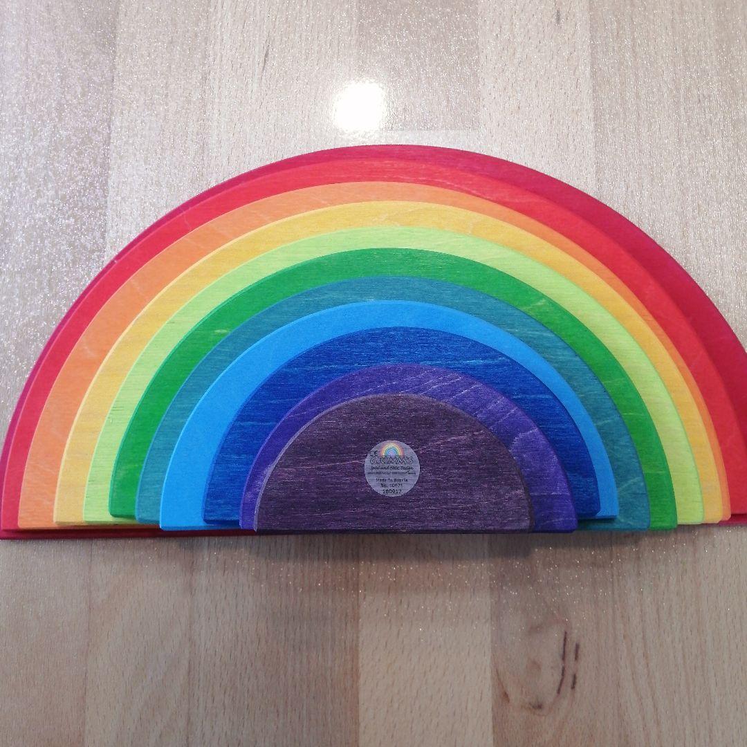 【正規品】Grimmsグリムス 半円盤・レインボー　知育玩具 楽天市場】グリムス 木のおもちゃ 半円盤・レインボー セミサークル 虹