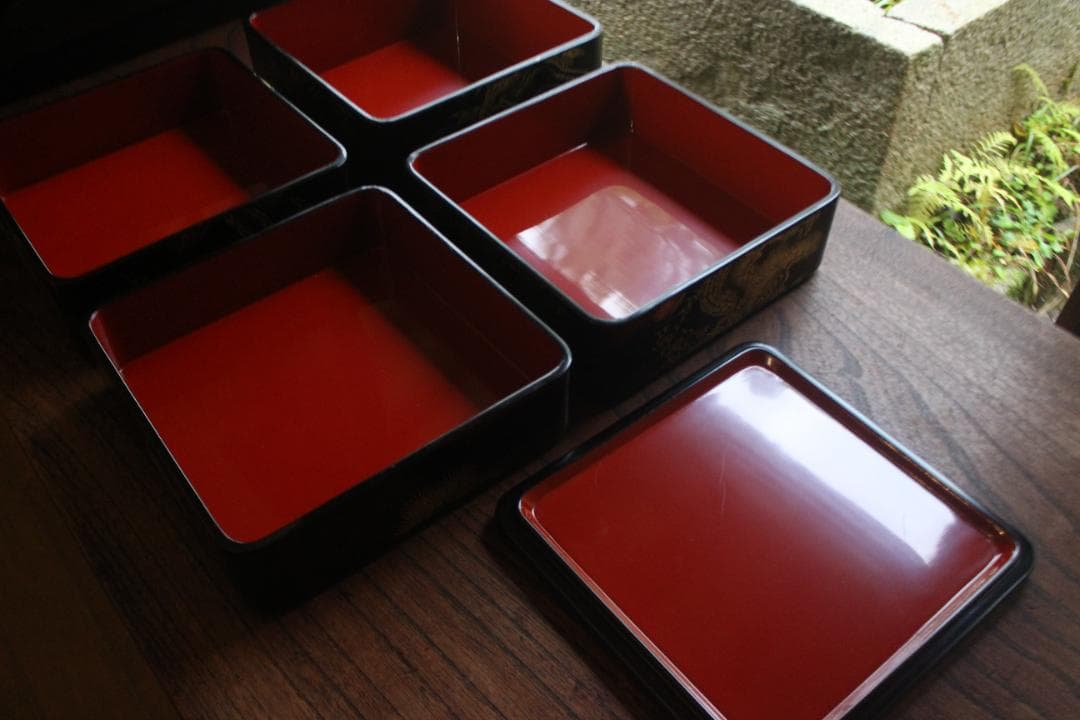 デッドストック！！極上松竹梅鶴亀沈金の映える輪島塗屠蘇器