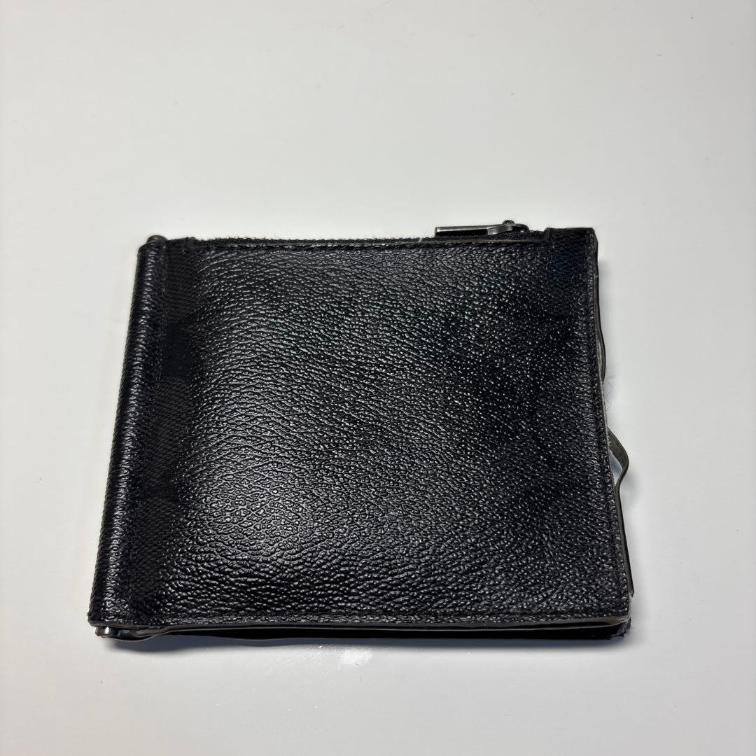 COACH 黒レザー マネークリップ 二つ折り - メルカリ
