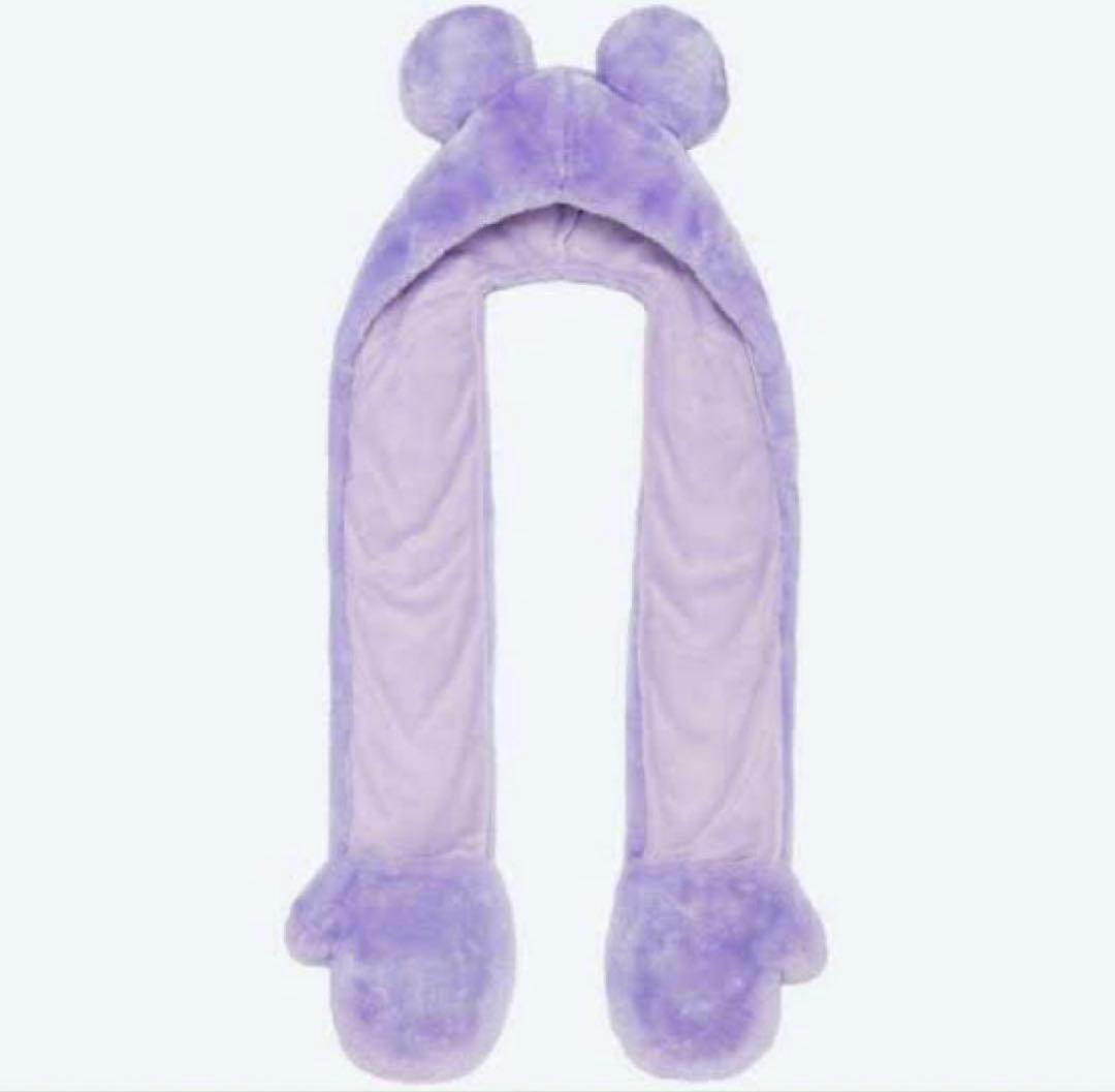 ディズニーリゾート ミッキー 手袋付きマフラー パープル ファン