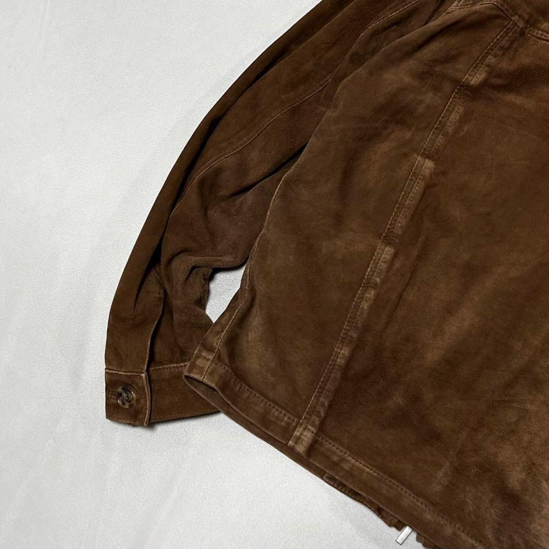 90s イタリア製 ベロア レザー シングルライダース スポーツジャケット