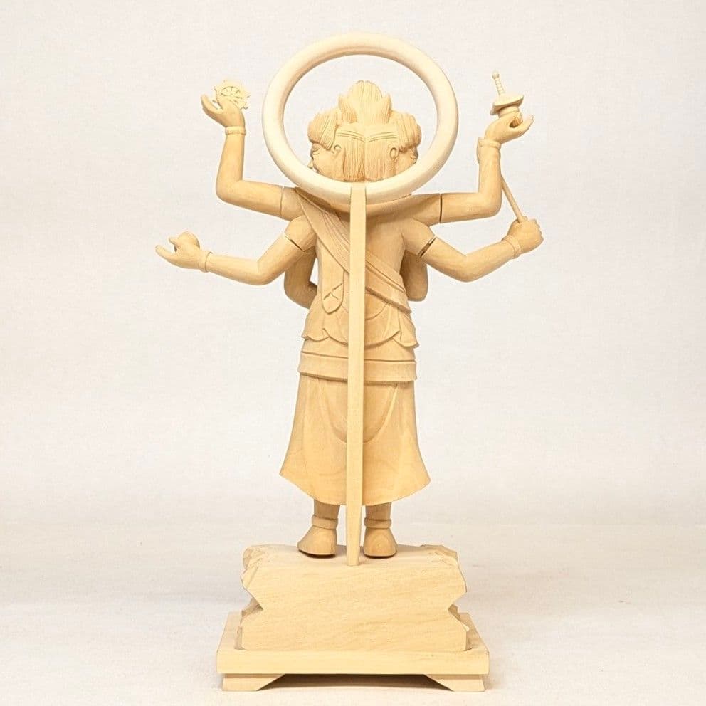 セール・新品】三宝荒神 柘植 総高さ約24.5㎝ 竈 三面六臂 台所の神