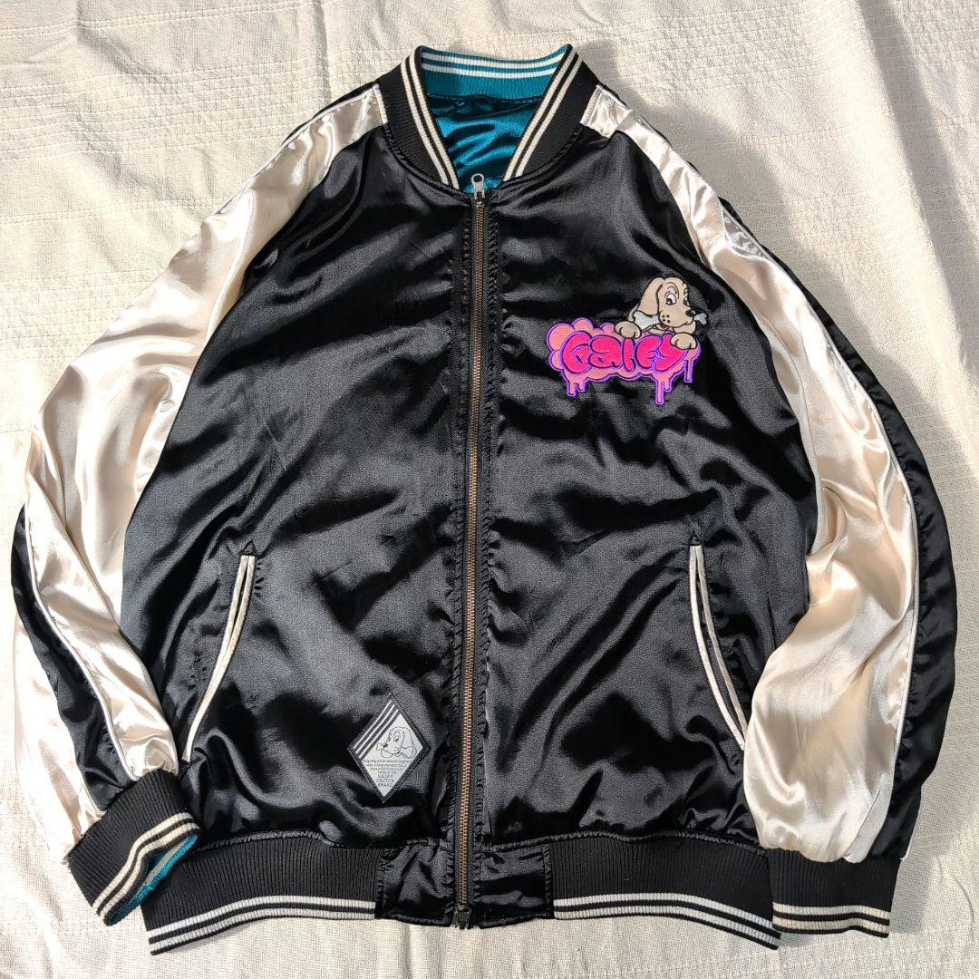 GALFY スカジャン リバーシブル 黒 ターコイズ 刺繍 L - メルカリ