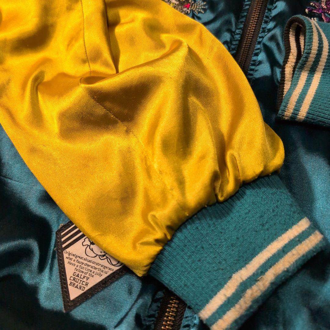 GALFY スカジャン リバーシブル 黒 ターコイズ 刺繍 L - メルカリ