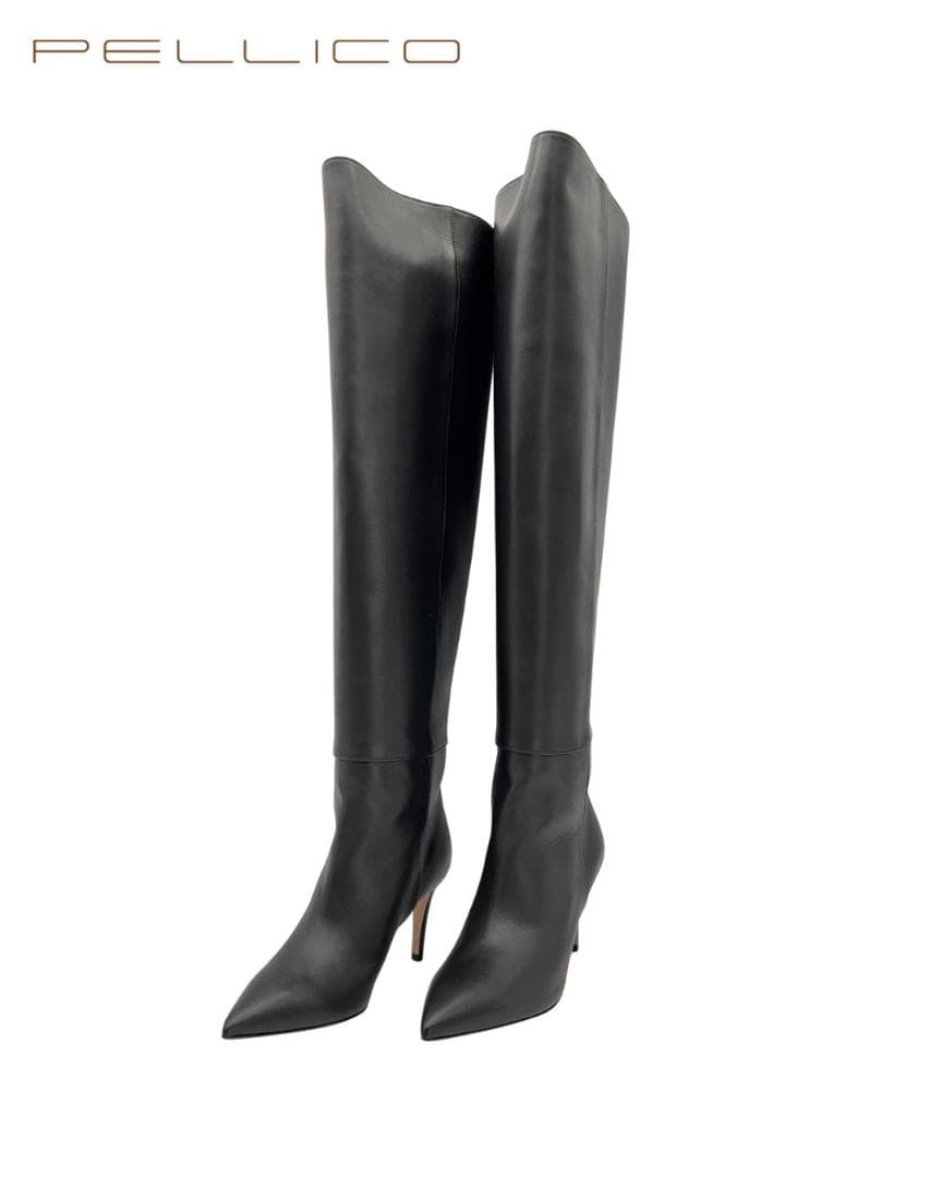未使用】PELLICO ニーハイロングブーツ ブラック 35 定価15万 - メルカリ