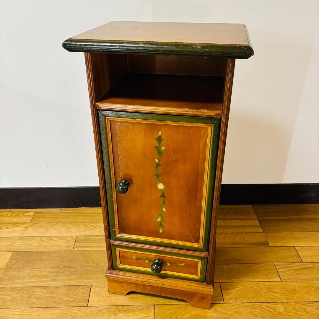 サイドチェスト】イタリア 木製 象嵌細工 収納 引出 花台 飾り台