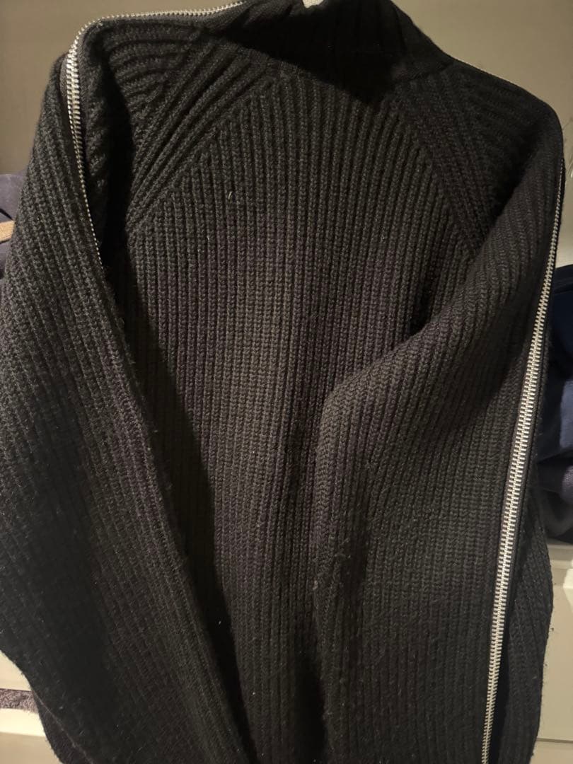 21ss ジョンローレンスサリバン ダブルジップニット 黒 ウール - メルカリ