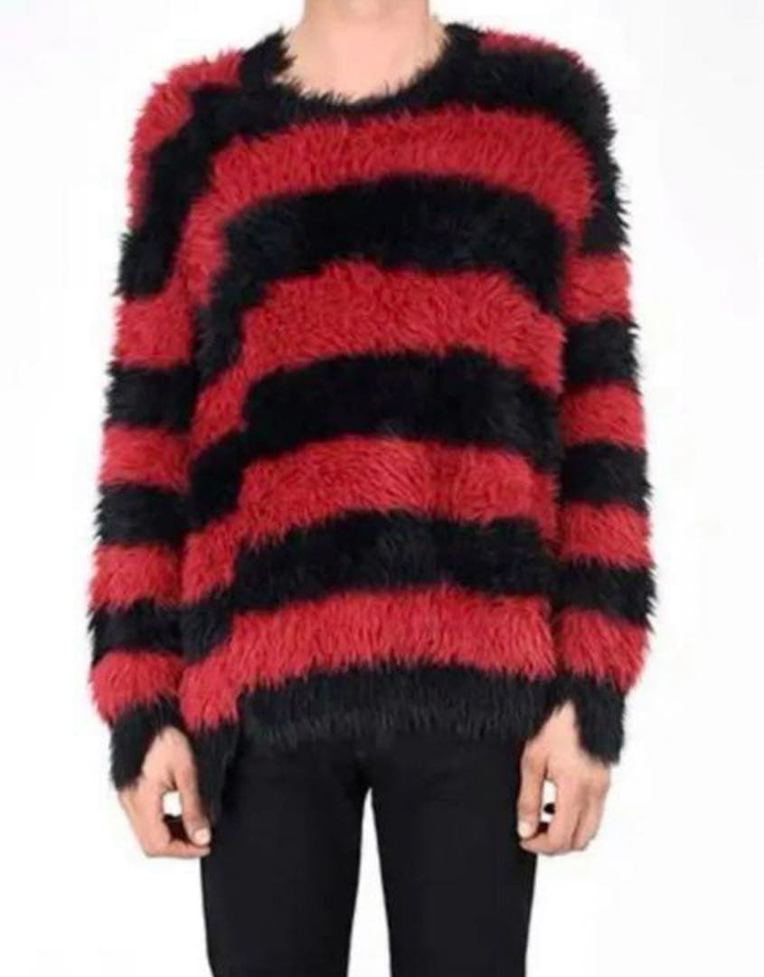 希少】ラッドミュージシャン シャギーニット 赤黒ボーダー ワイド