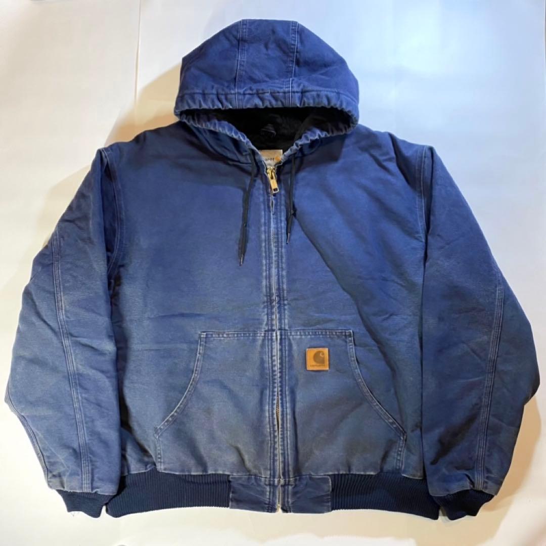 Carhartt カーハート アクティブジャケットレザーパッチ革ネイビーnavy